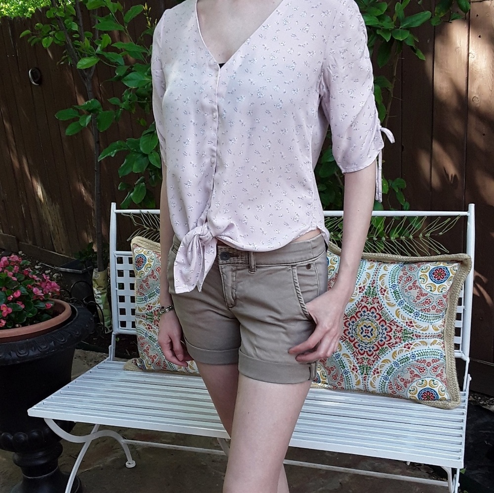 Pilcro and the Letterpress Cuffed Tan Shorts